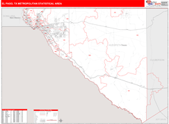 El Paso Metro Area Digital Map Red Line Style